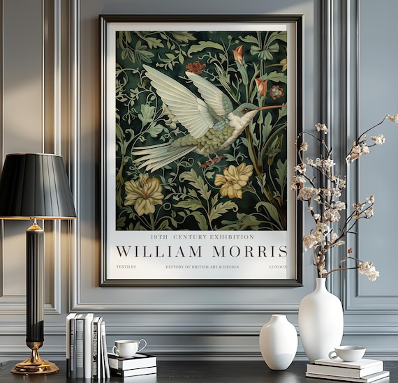 William Morris Hummingbird Exhibition Vintage Poster