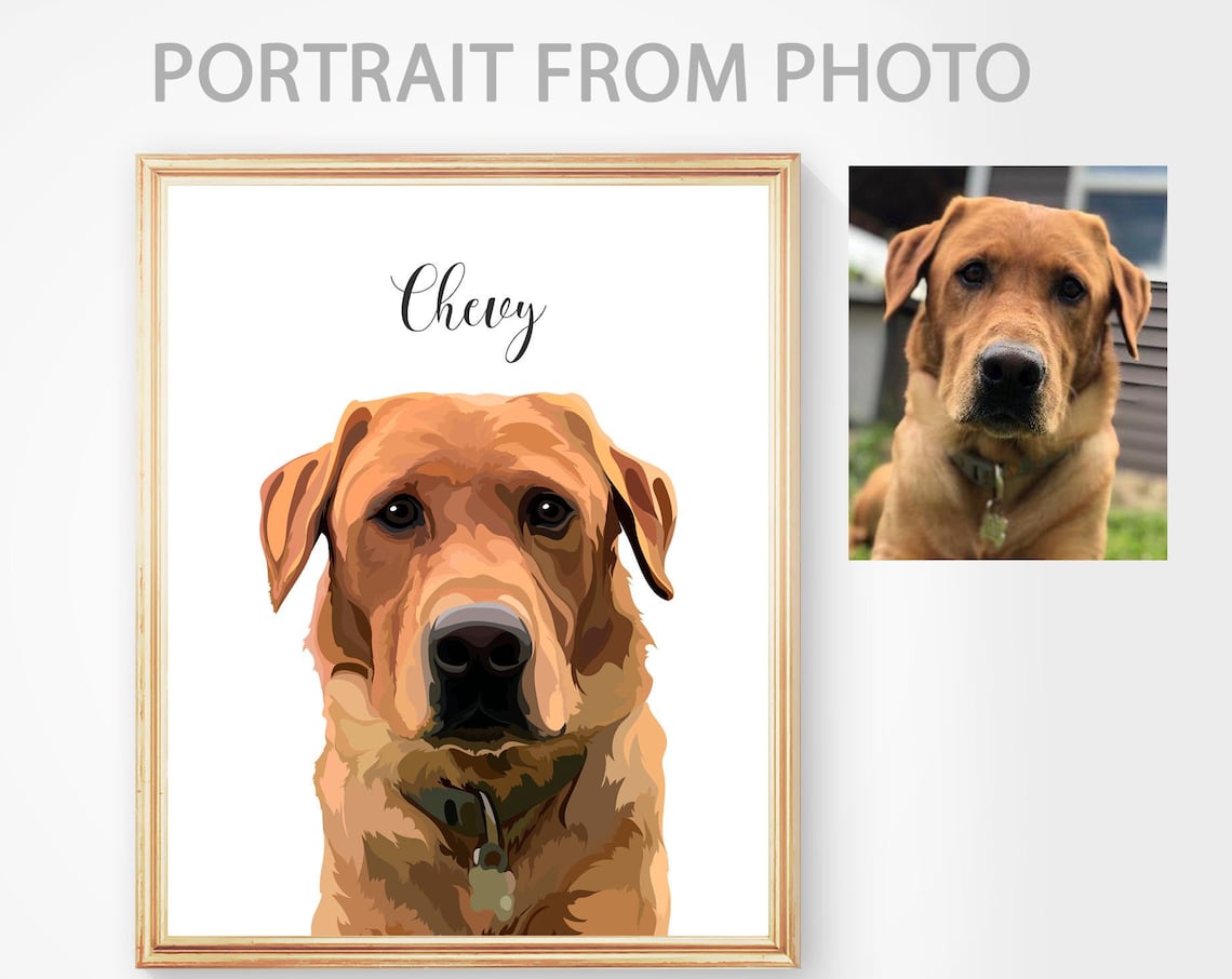 Custom Pet Portrait Painting Golden Labrador Dog Gift Poster