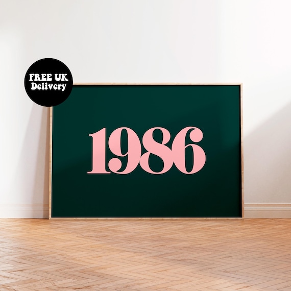 Personalised Year Typography Wall Art Print First Paper Anniversary Gift Code Pin Number Print Unframed 5x7 8x10 A5 A4 A3 Wall Art Print