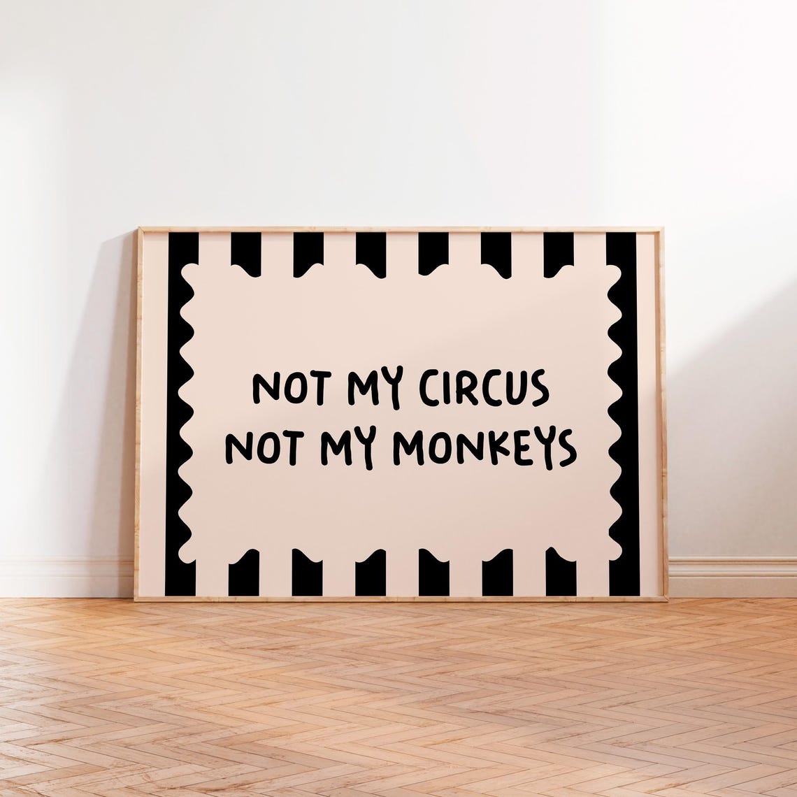 Not My Circus Not My Monkeys Poster Green On Cream Pink Landscape - Image 2