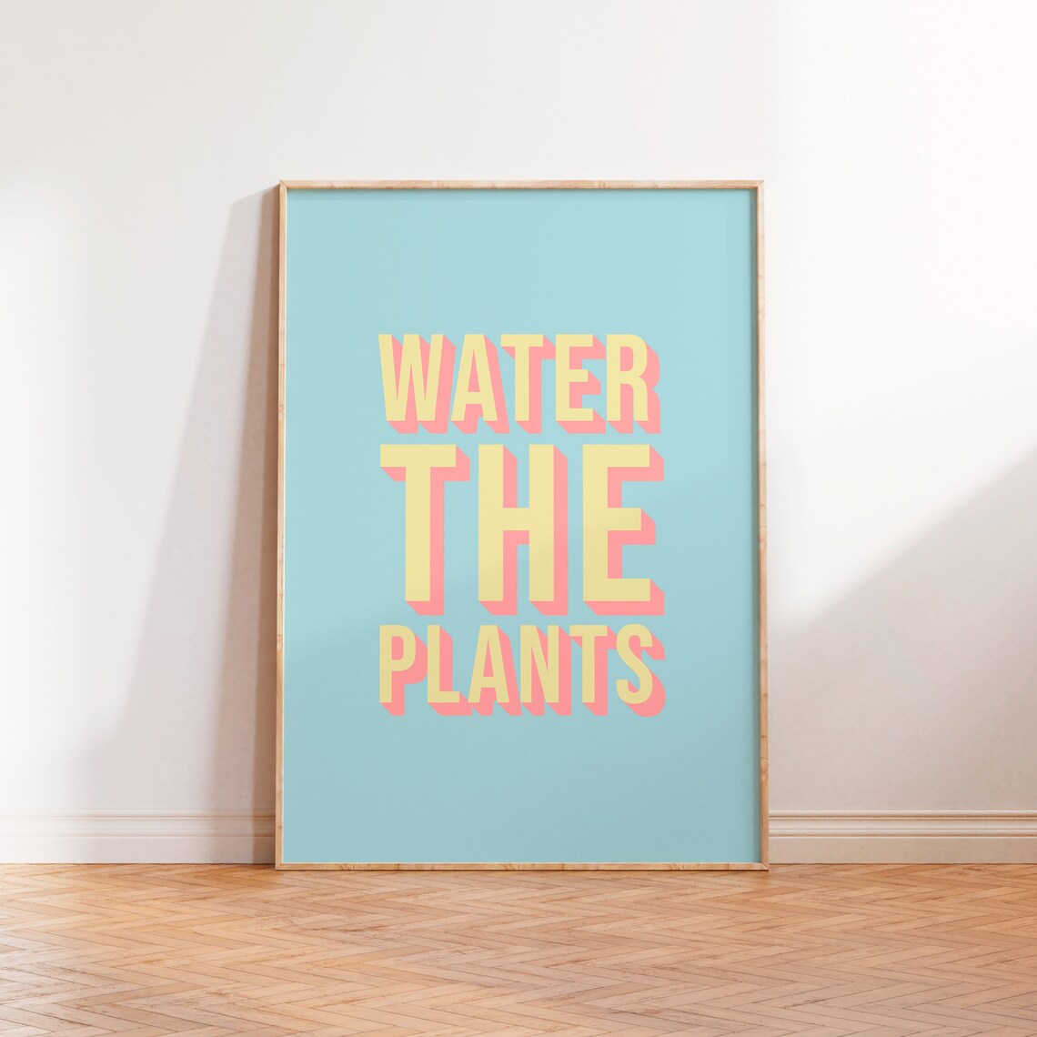Water The Plants, Pastel House Plant Wall Art Print