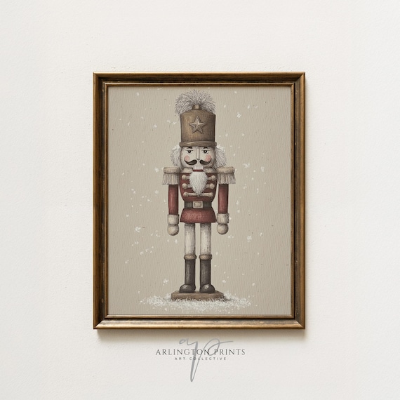 Vintage Christmas Nutcracker Soldier Rustic Holiday Decor Poster