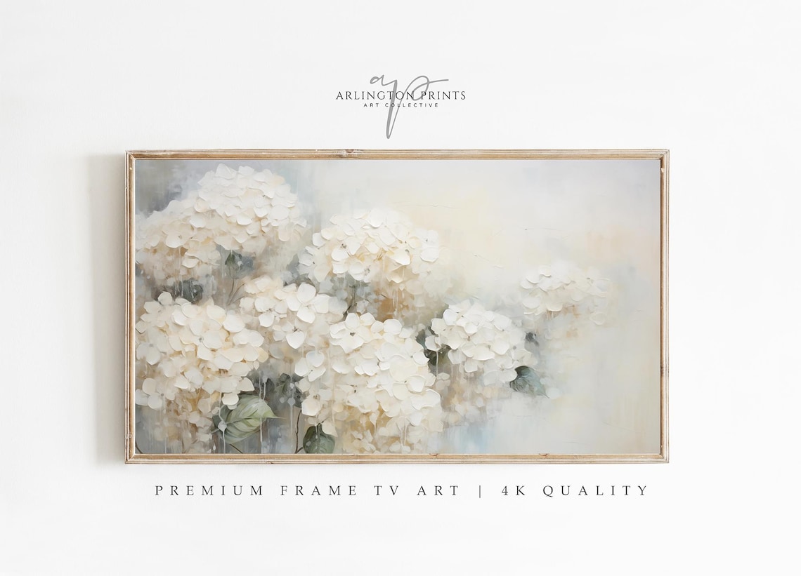 White Hydrangeas Farmhouse Style Art Print