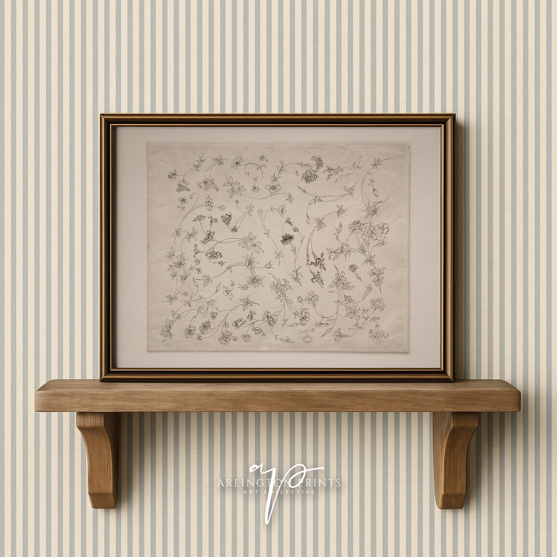 Antique Botanical Line Art Vintage Floral Sketch Drawing Poster