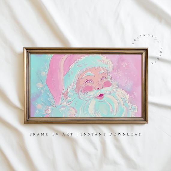 Pastel Pink Santa Claus Portrait Sweet Christmas Holiday Poster