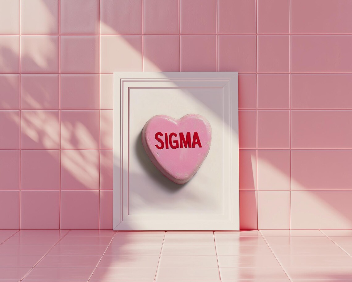 Pink Candy Heart Sigma Sweet Retro Teen Girl Room Art Poster - Image 2