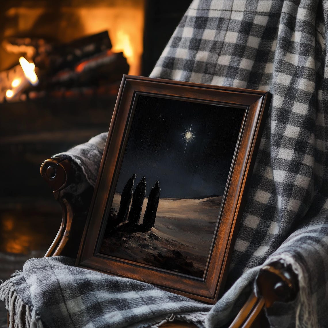 Three Wise Men Desert Night Star of Bethlehem Christian Art Poster - Image 3