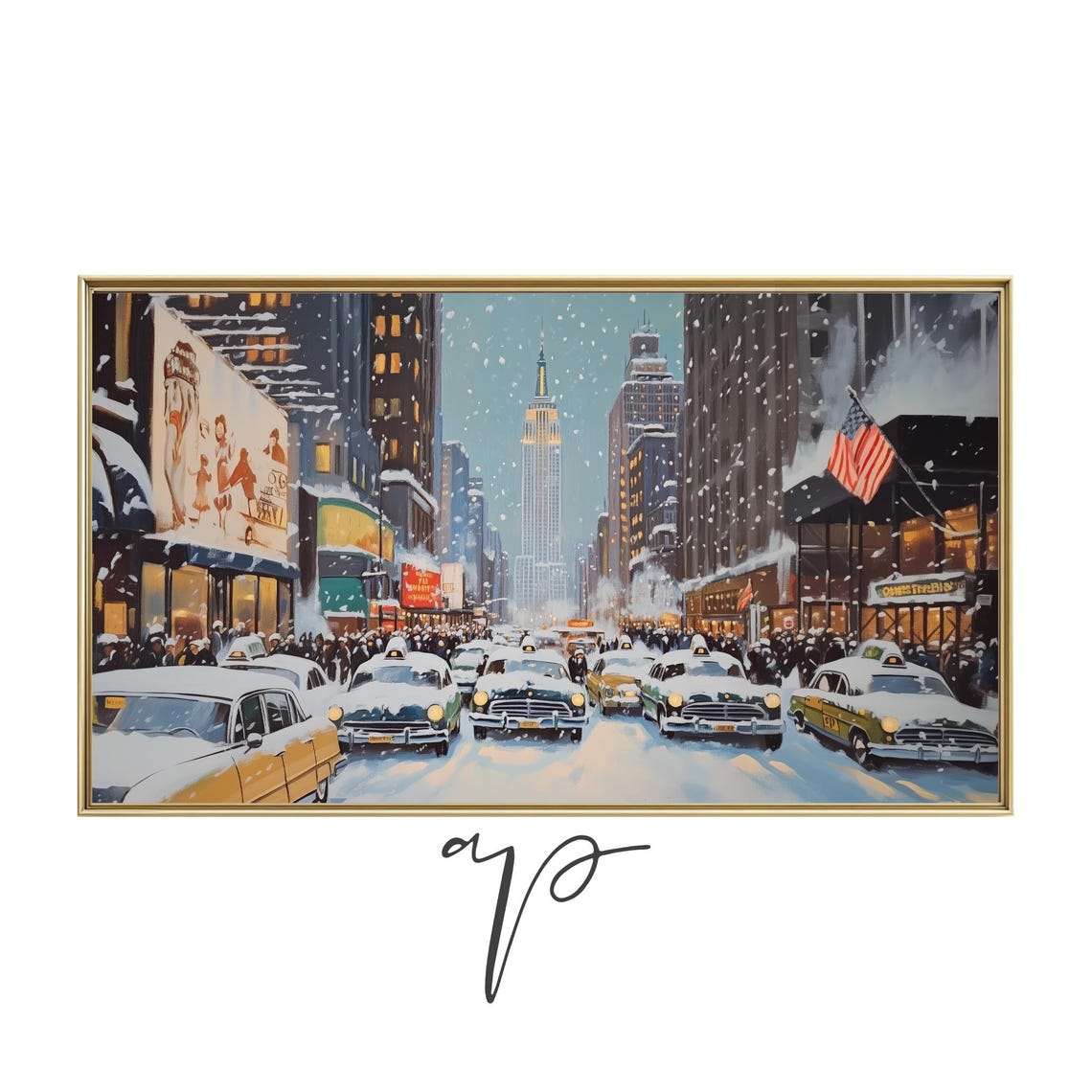 Winter New York Frame Tv Art Snowy Cityscape Oil Painting Vintage Nyc Art For Frame Tv Vintage City Screensaver Ta45