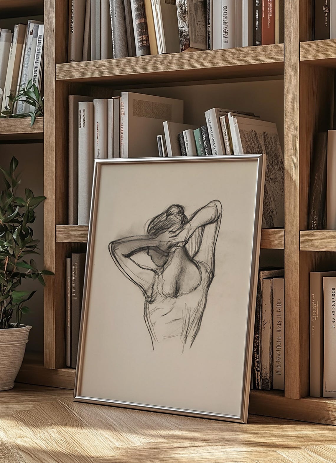 Charcoal Figure Study Sketch Woman Life Drawing Classical Art Poster - Image 3