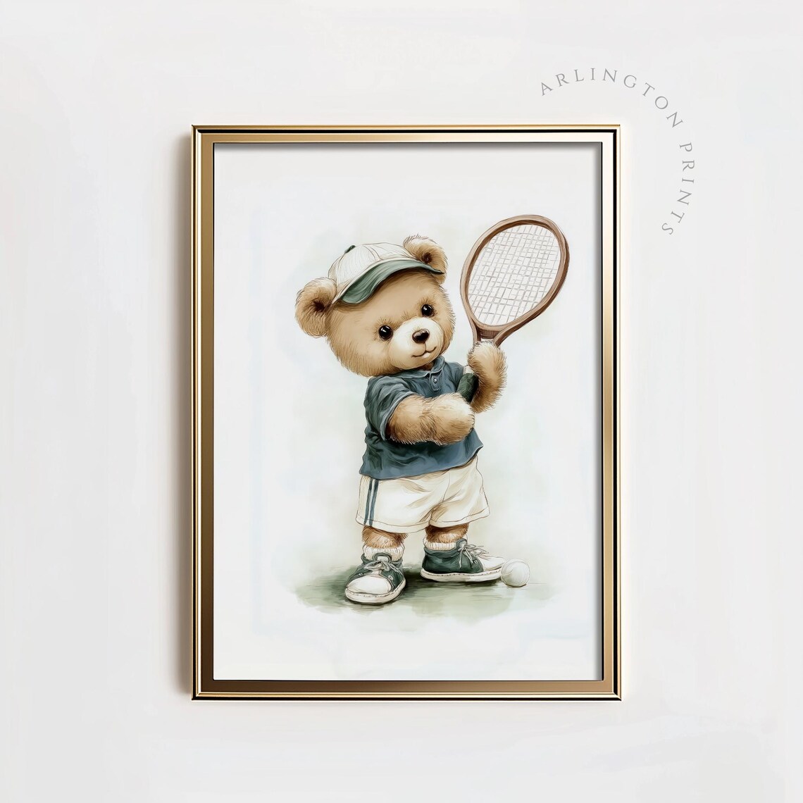 Tennis Bear Nursery Art, Cute Animal Decor