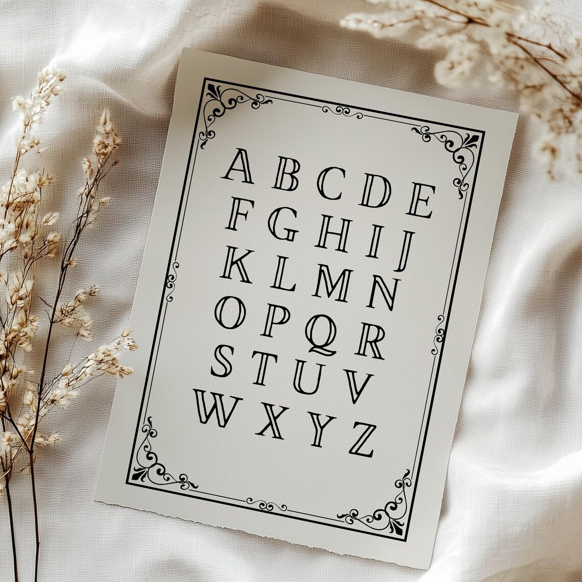 Vintage ABC Alphabet Chart Serif Nursery Letter Decor Poster - Image 3