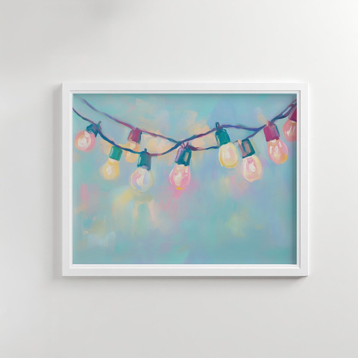 Christmas Lights Pastel Blue Cute Winter Poster