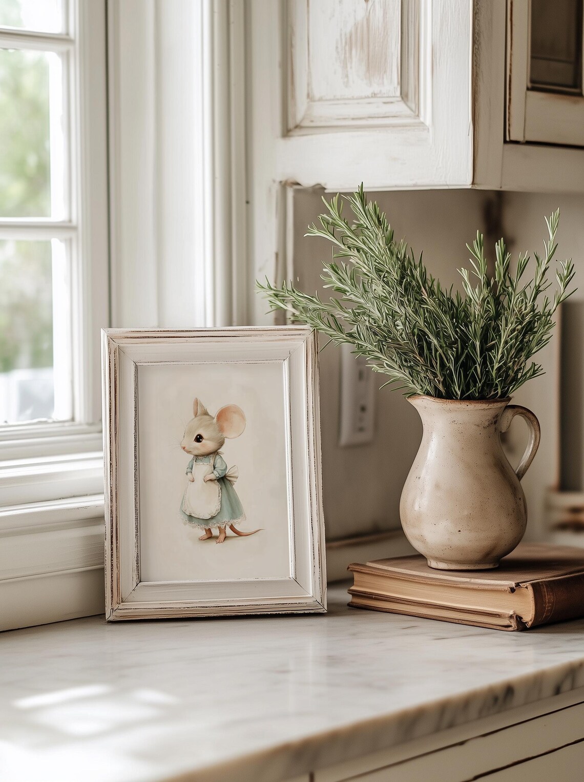 Cute Mouse In Blue Dress Vintage Storybook Nursery Animal Poster - Image 6