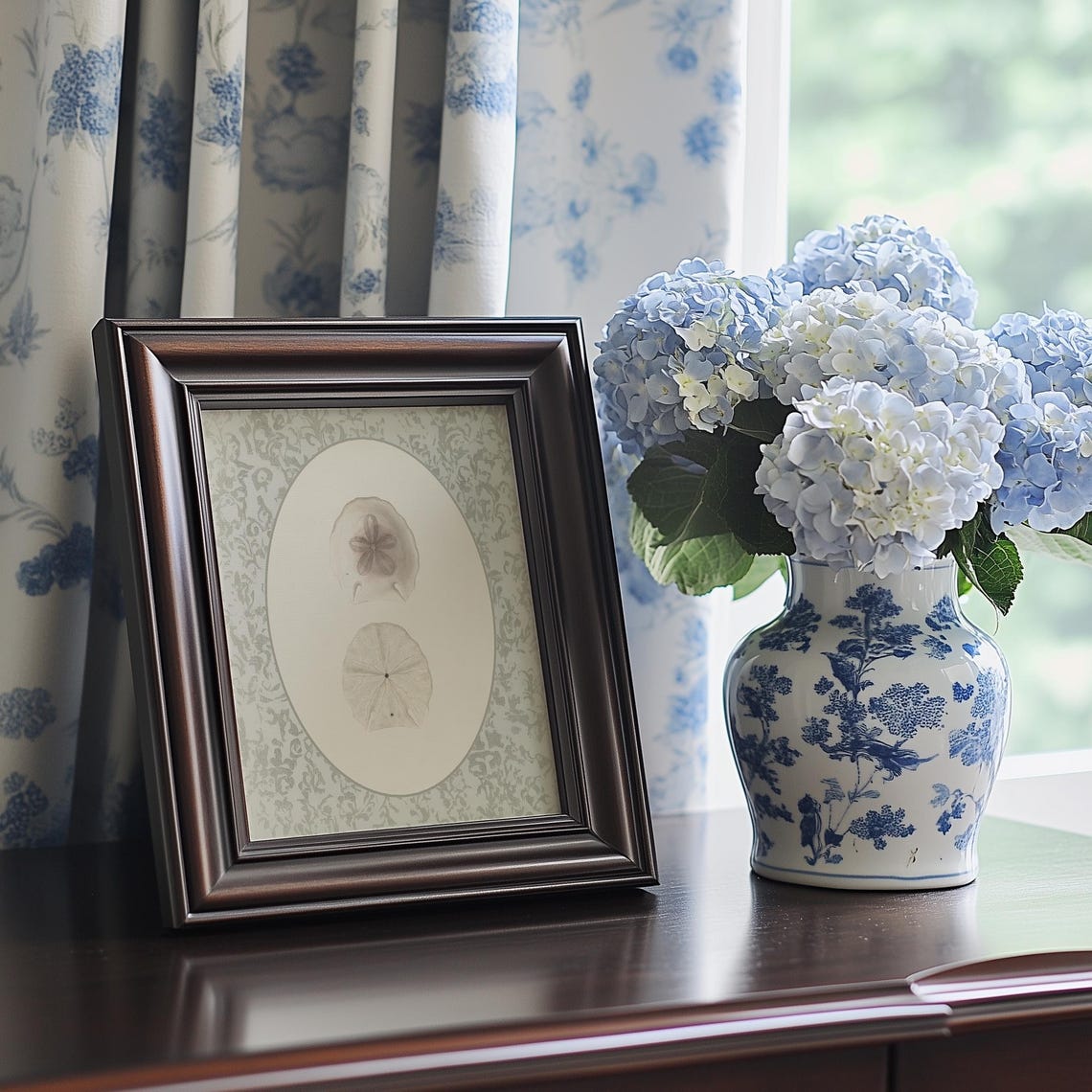 Two Sand Dollars Antique Study on Damask Coastal Nursery Decor Poster - Image 3