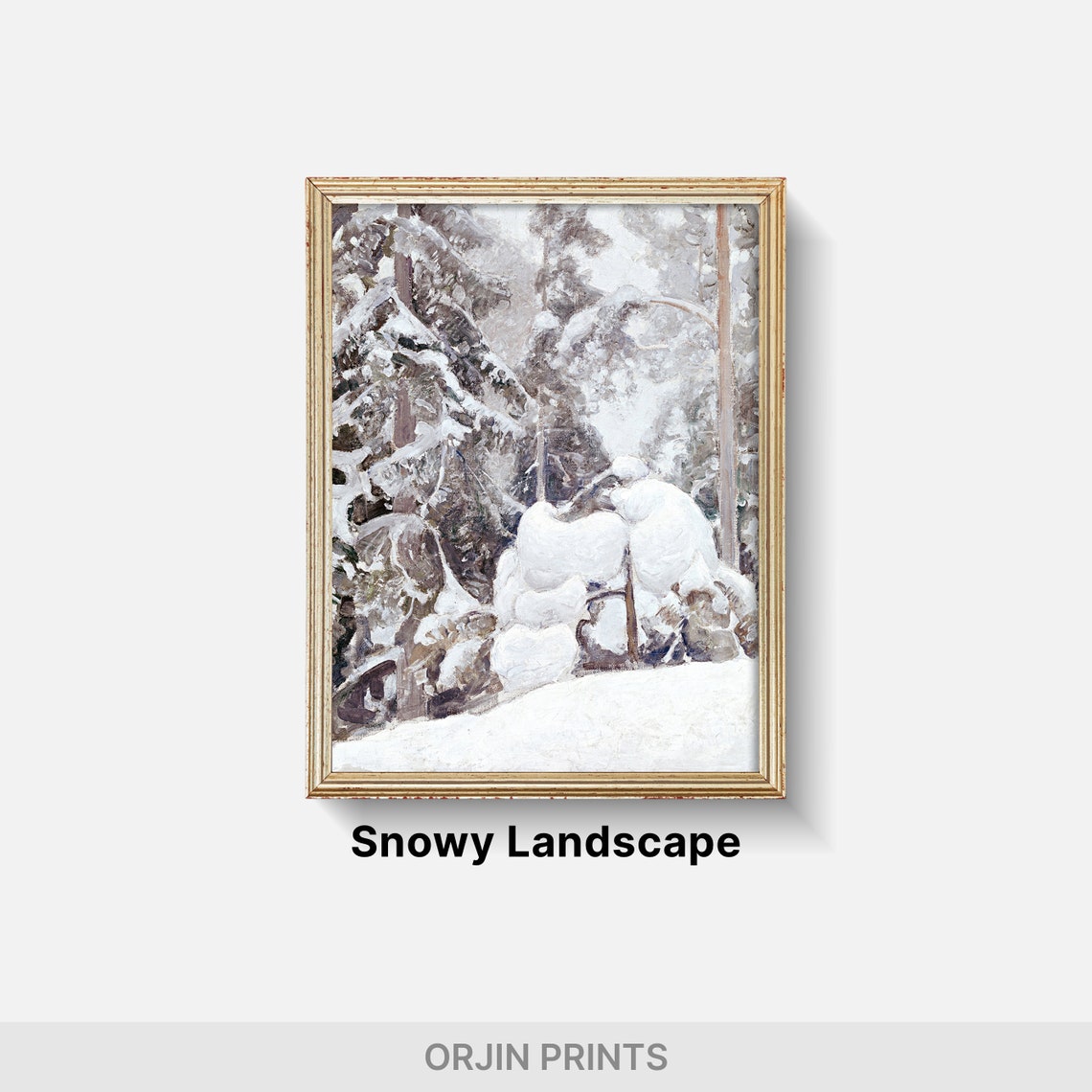 Snowy Pine Forest Winter Oil Painting Snow Covered Trees Wall Art - Image 2