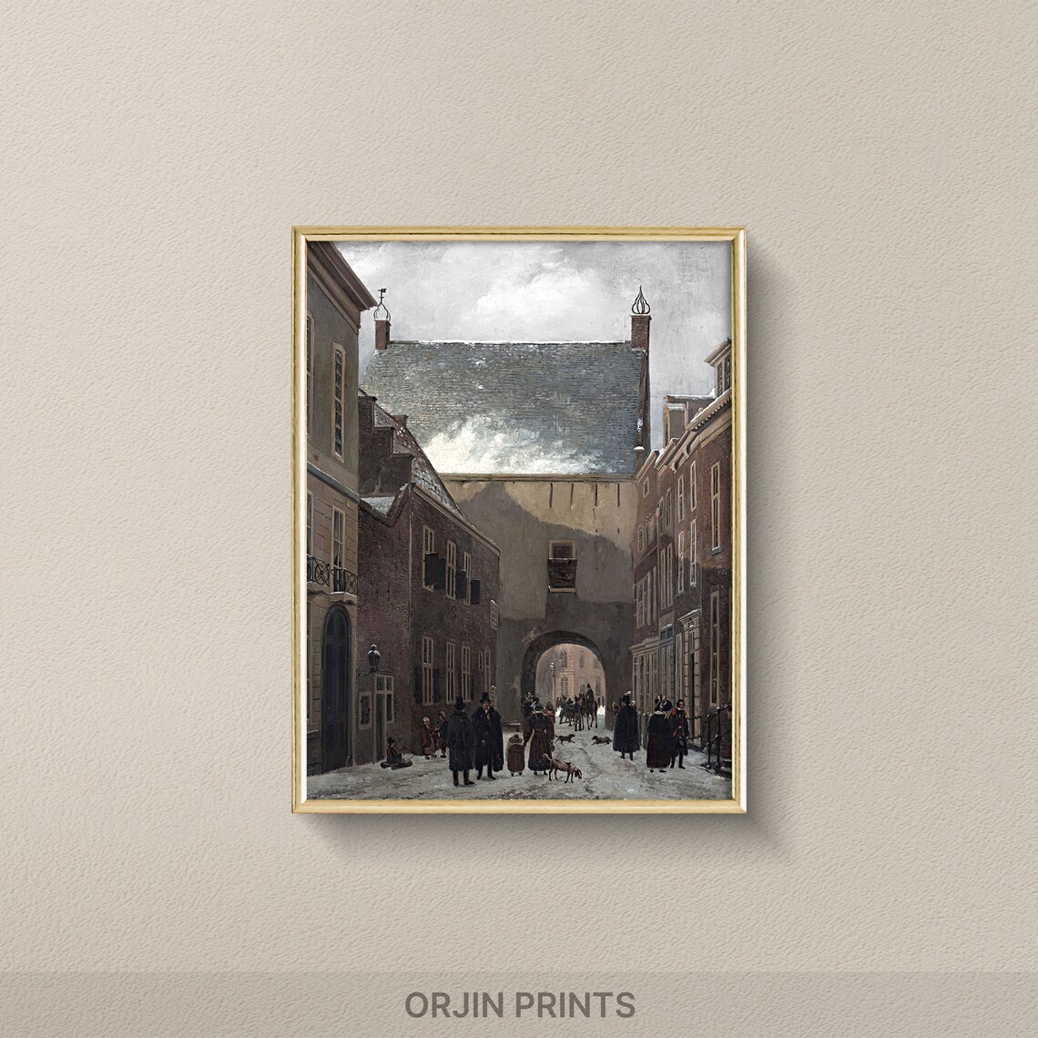 Dutch Winter Street City Gate Oil Painting Old Masters Wall Art