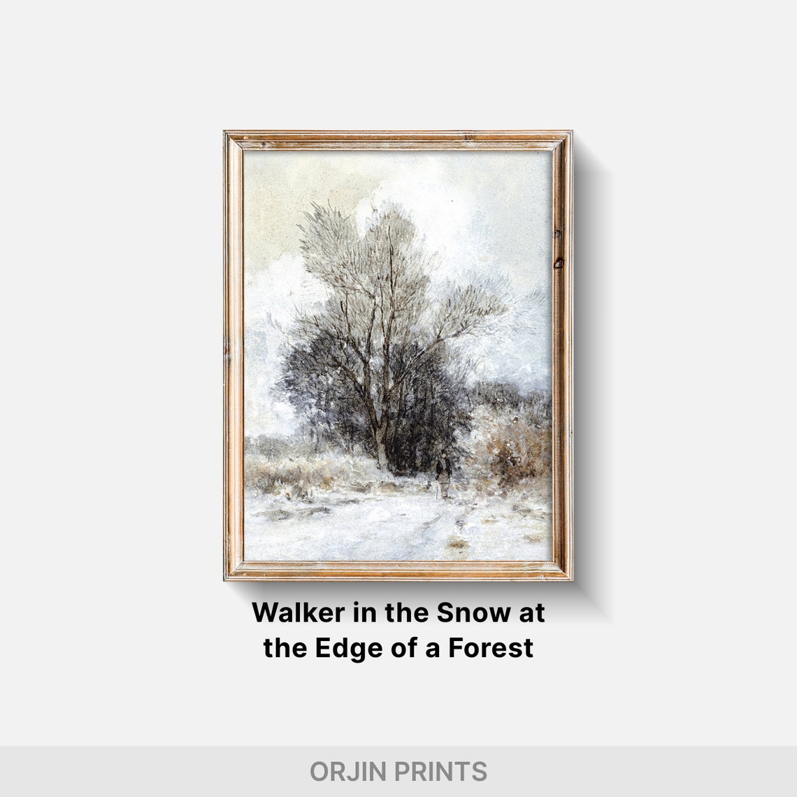 Minimalist Bare Trees in Snow Quiet Winter Woodland Painting Poster - Image 2