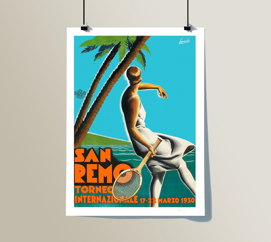 San Remo Torneo Internazionale Vintage Travel Poster - Image 2