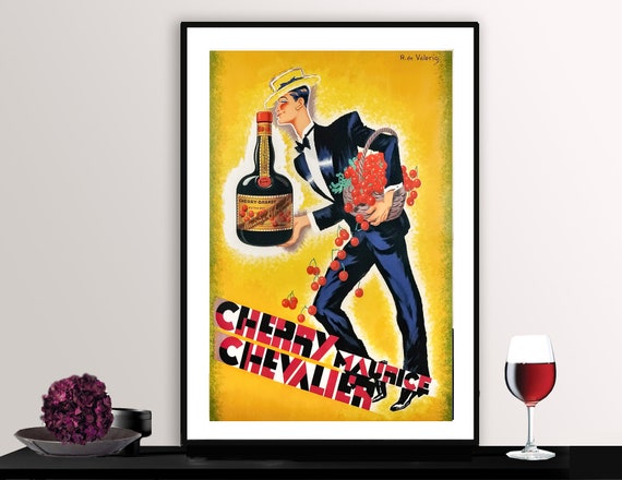 Cherry Maurice Chevalier Vintage Fooddrink Poster Poster Paper Or Print Gift Idea Wall Decor