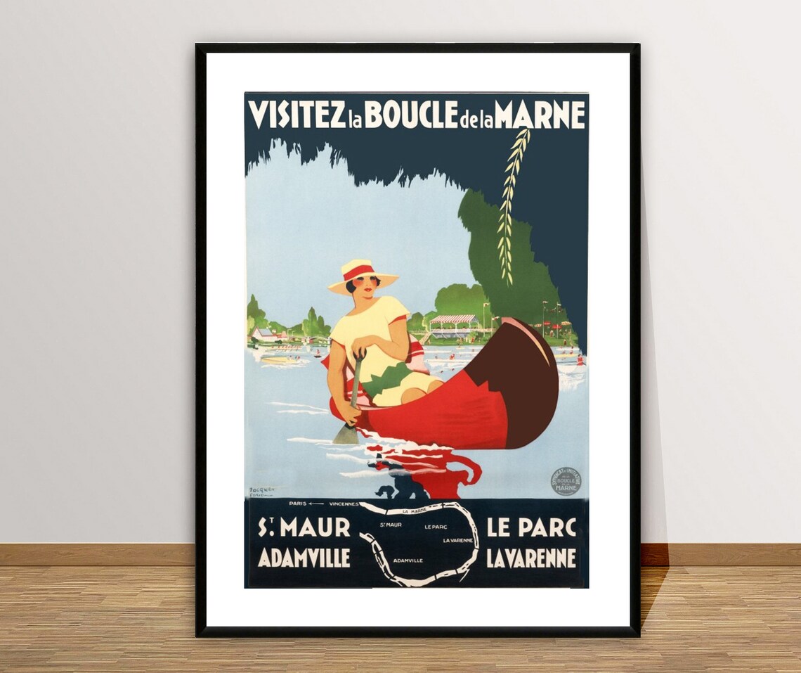 Boucle de la Marne Canoe Vintage French River Travel Poster Art - Image 2
