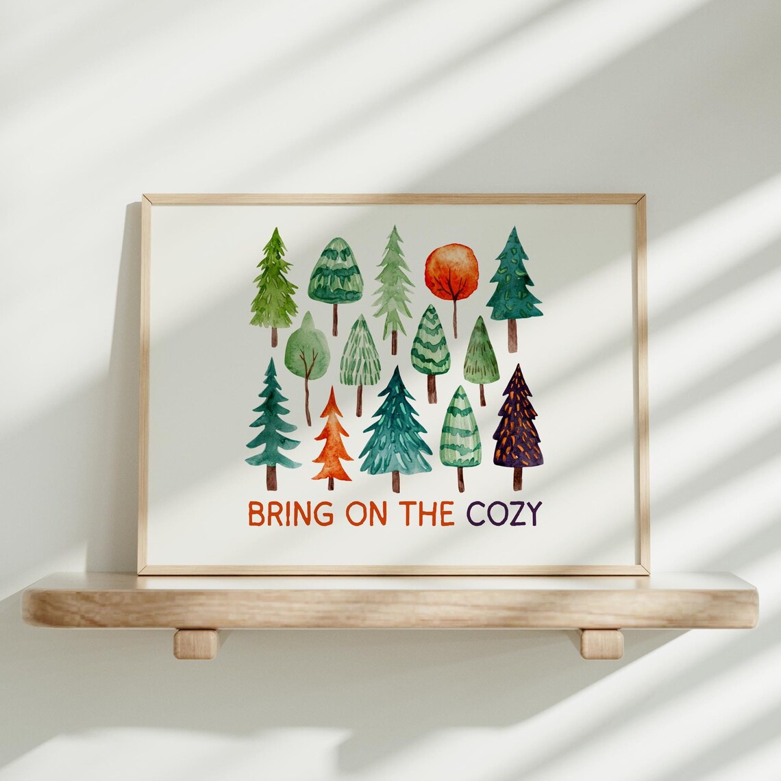 Bring on the Cozy Watercolor Pine Trees Winter Forest Poster