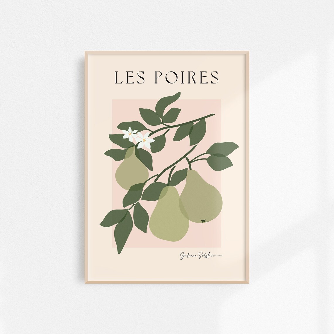 Pears Poster, Vintage Green Kitchen Wall Art