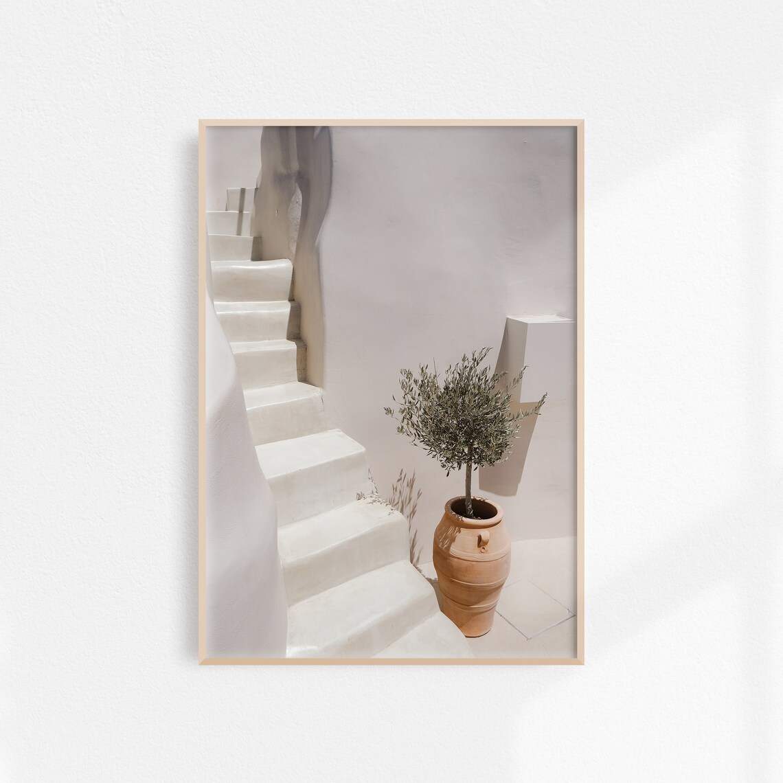 Santorini Neutral Aesthetic Travel Poster