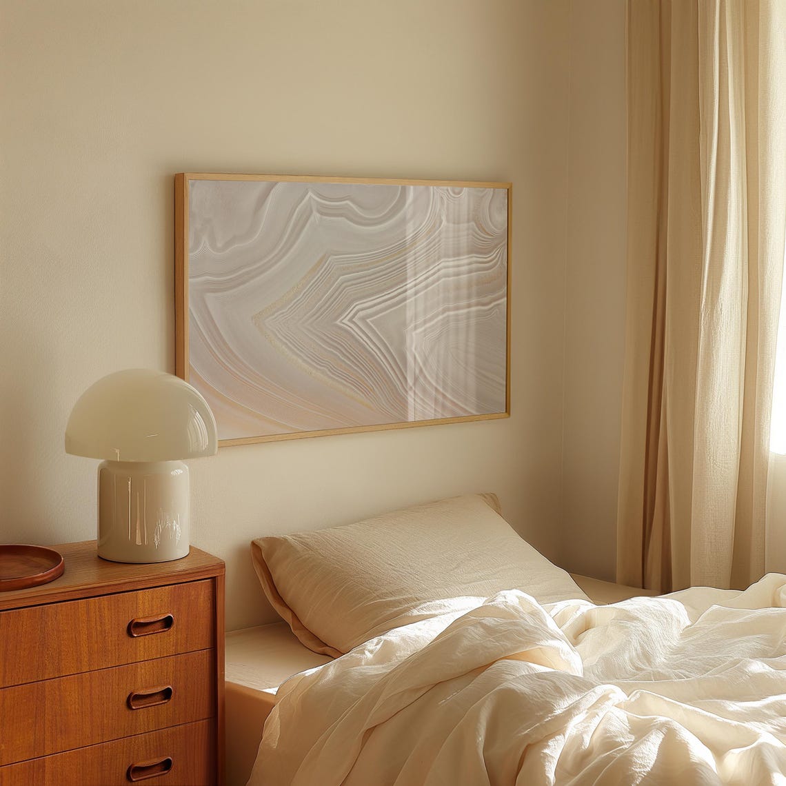 Neutral Agate Stone Swirl Pattern in Beige Tones Marble Poster - Image 2