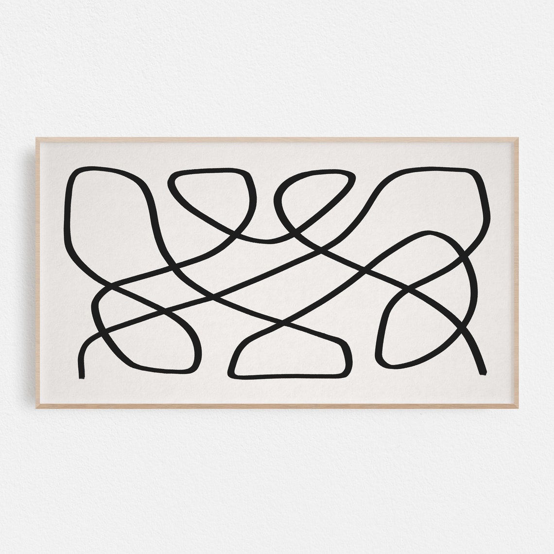 Black White Abstract Line Squiggle Minimal Modern Living Room Poster - Image 3