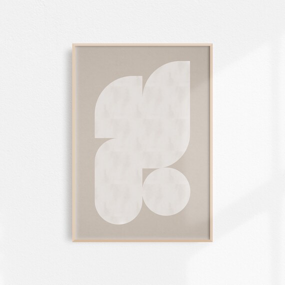 Beige Abstract Organic Shapes Minimalist Modern Decor Poster