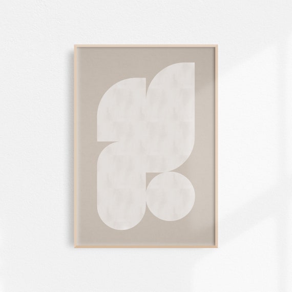 Wabi Sabi Wall Art Beige White Mid Century Japandi Decor Abstract Shapes Print Neutral Decor Minimalist Living Room Art
