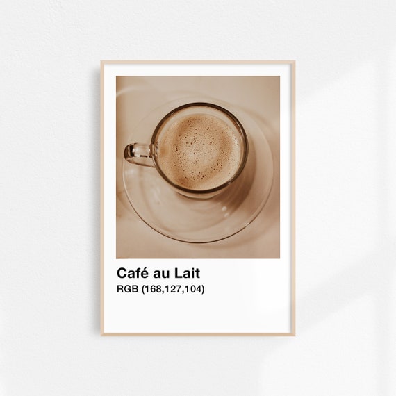 Cafe Au Lait Print Coffee Poster Fashion Aesthetic Kitchen Art Beige Decor Beige Poster Kitchen Wall Art Coffee Art