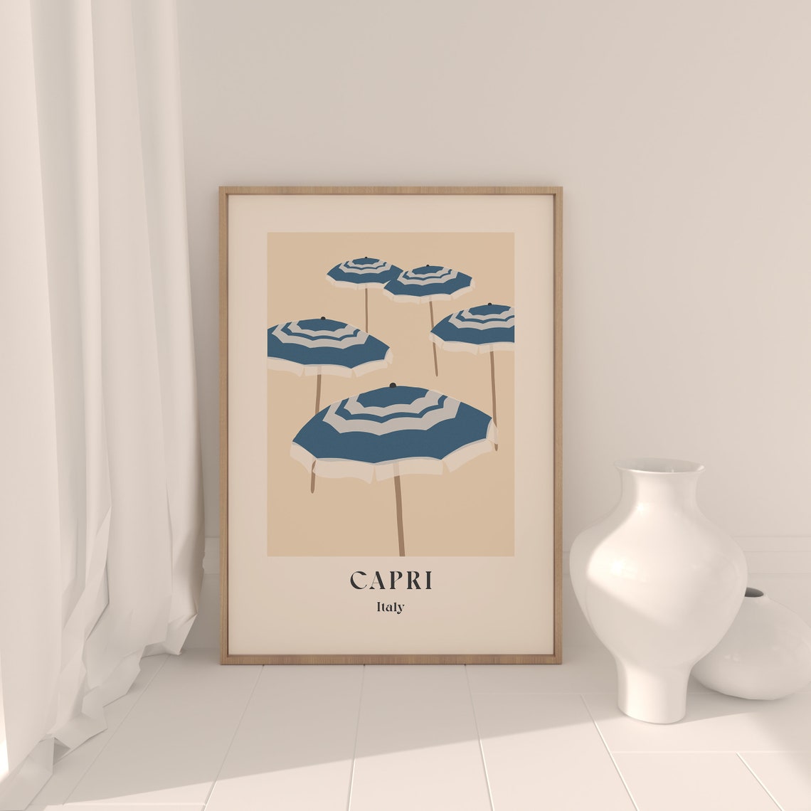 Capri Travel Poster, Italy Beach Scene - Image 3