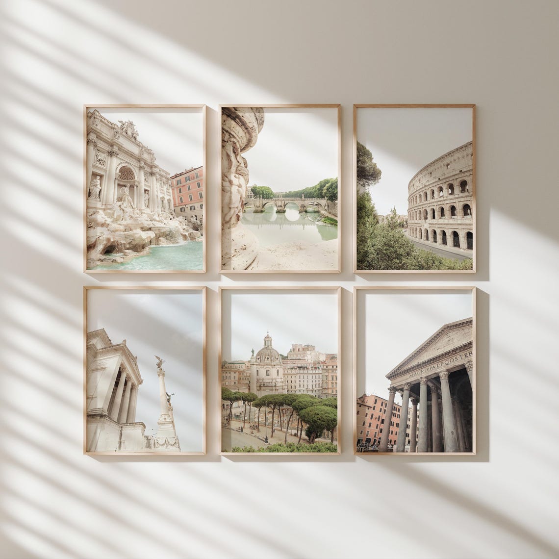 Trevi Fountain Rome Italy Baroque Landmark White Neutral Poster - Image 2