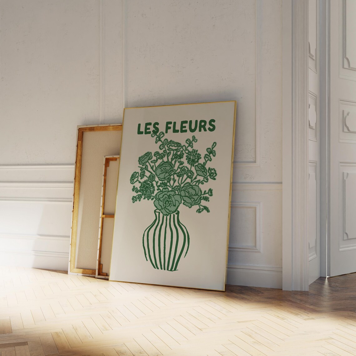Les Fleurs Green Floral Bouquet Cream French Botanical Vase Poster - Image 4