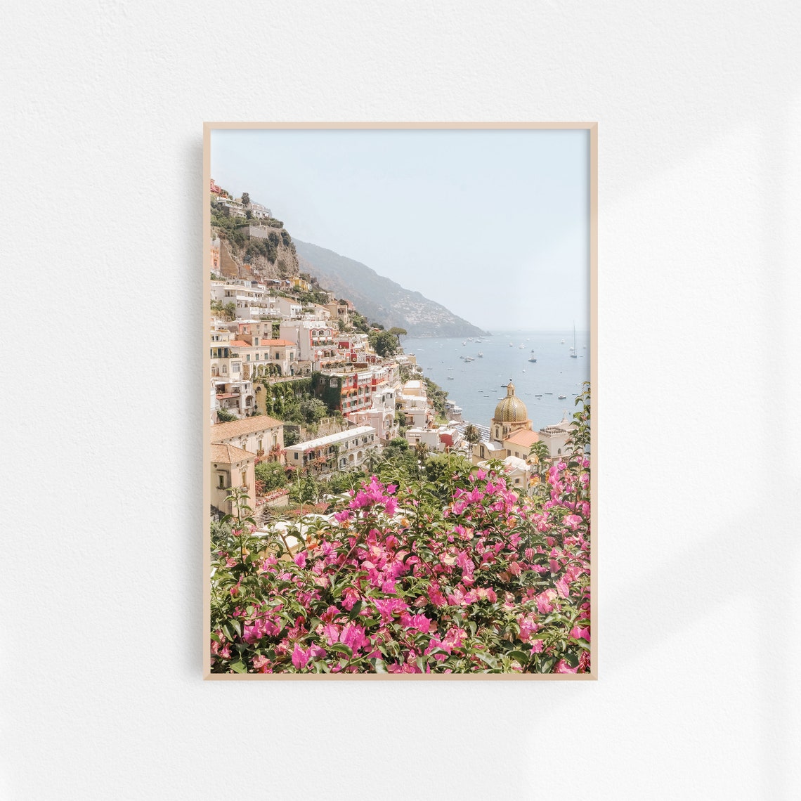 Positano Hillside Town With Bougainvillea Amalfi Coast Photo Poster