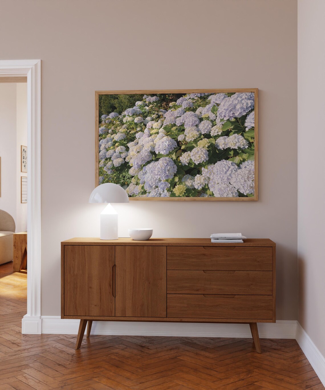 Lilac Hydrangea Bush Blooms Horizontal Floral Photo Garden Poster - Image 6