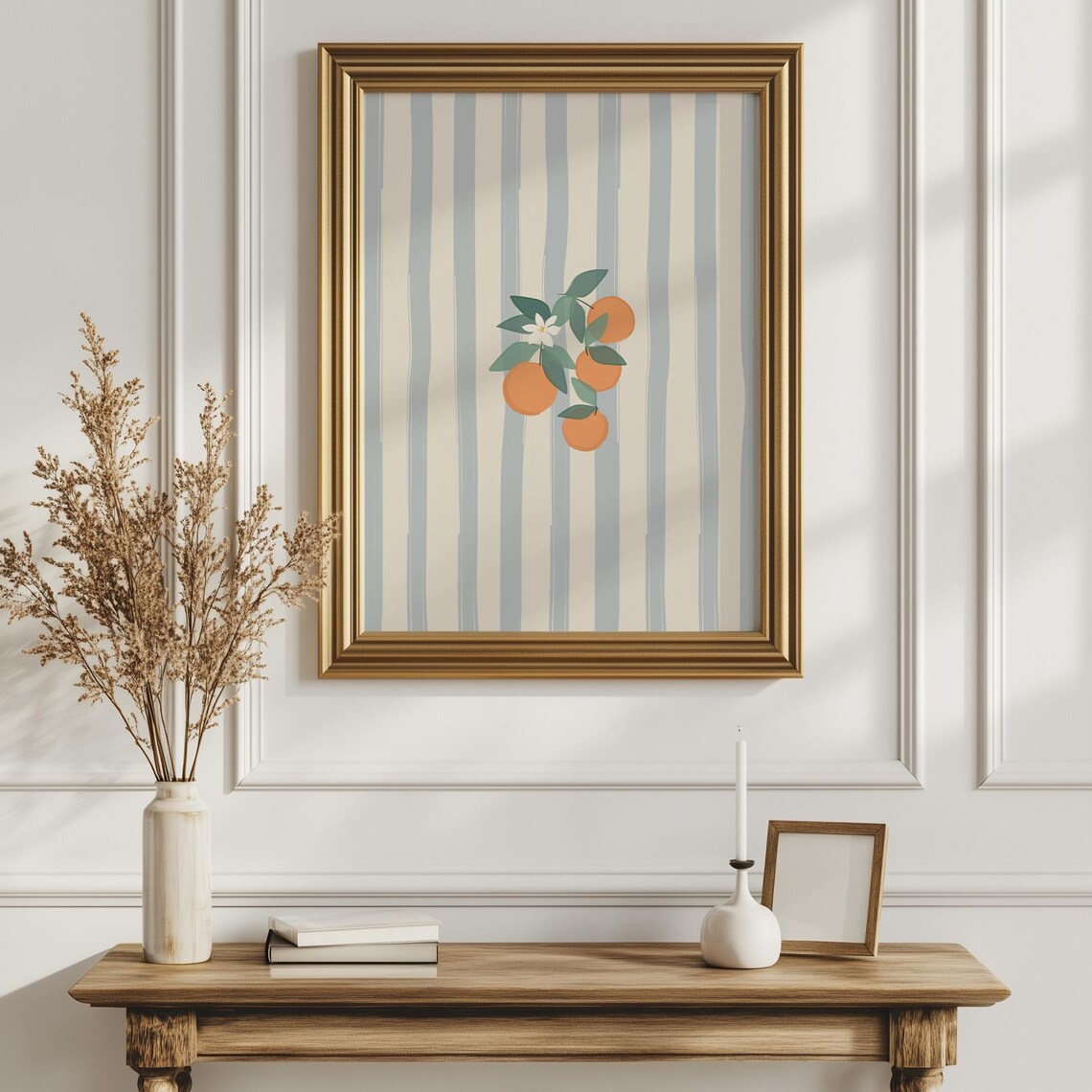 Striped Oranges Grandmillennial Kitchen Art Print - Image 3