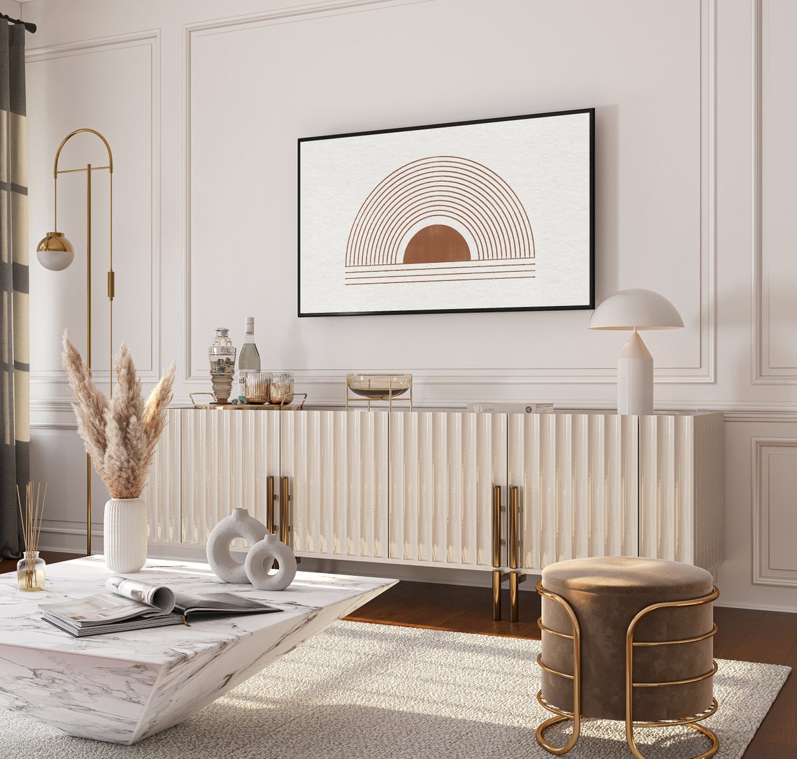 Terracotta Rising Sun Line Art Minimalist Modern Boho Decor Poster - Image 3