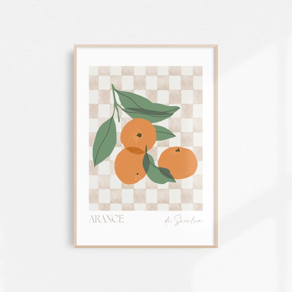 Watercolor Orange Art Retro Kitchen Travel Poster