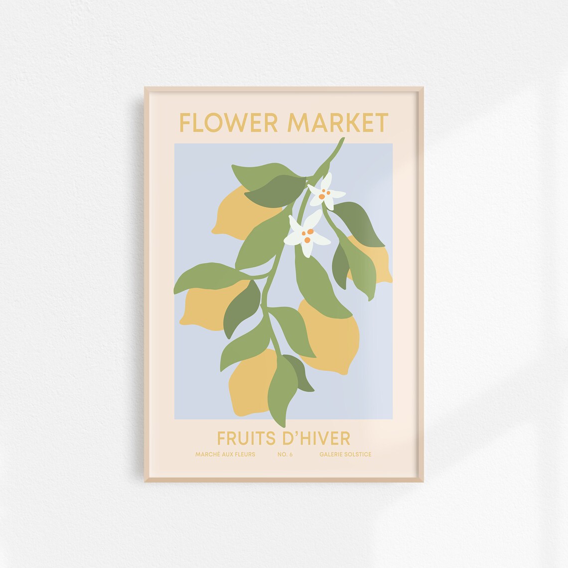 Flower Market Fruits Dhiver Lemon Citrus French Kitchen Art Poster