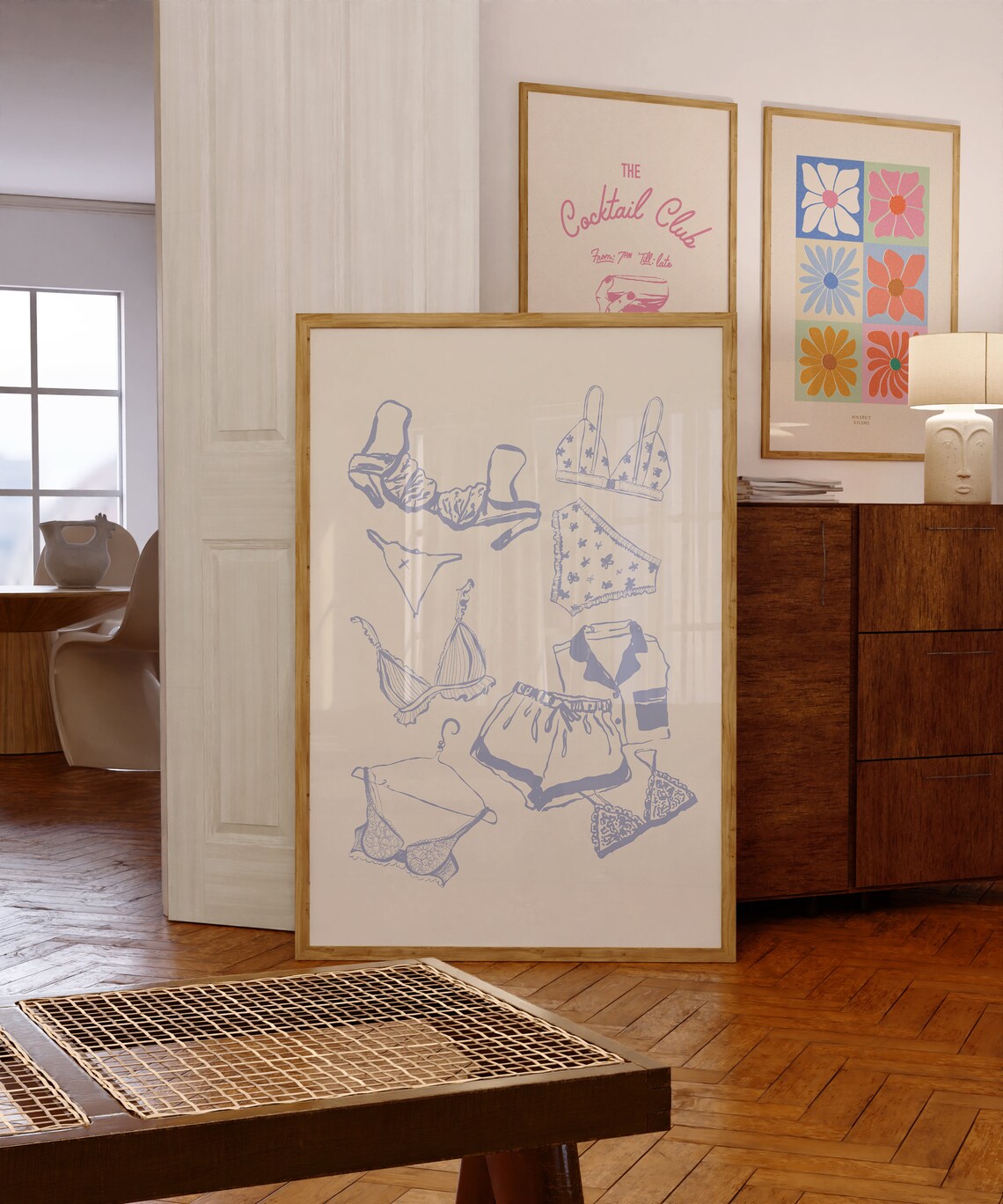 Blue Laundry Print, Coquette Room Decor Art Print - Image 3