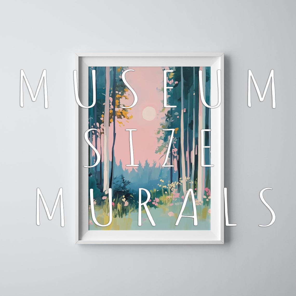 Pastel Night Forest Art Moon Forest Art Deep Blue Forest Art Full Moon Forest Whimsical Night Art Deep Blue Forest Art Night Forest - Image 3