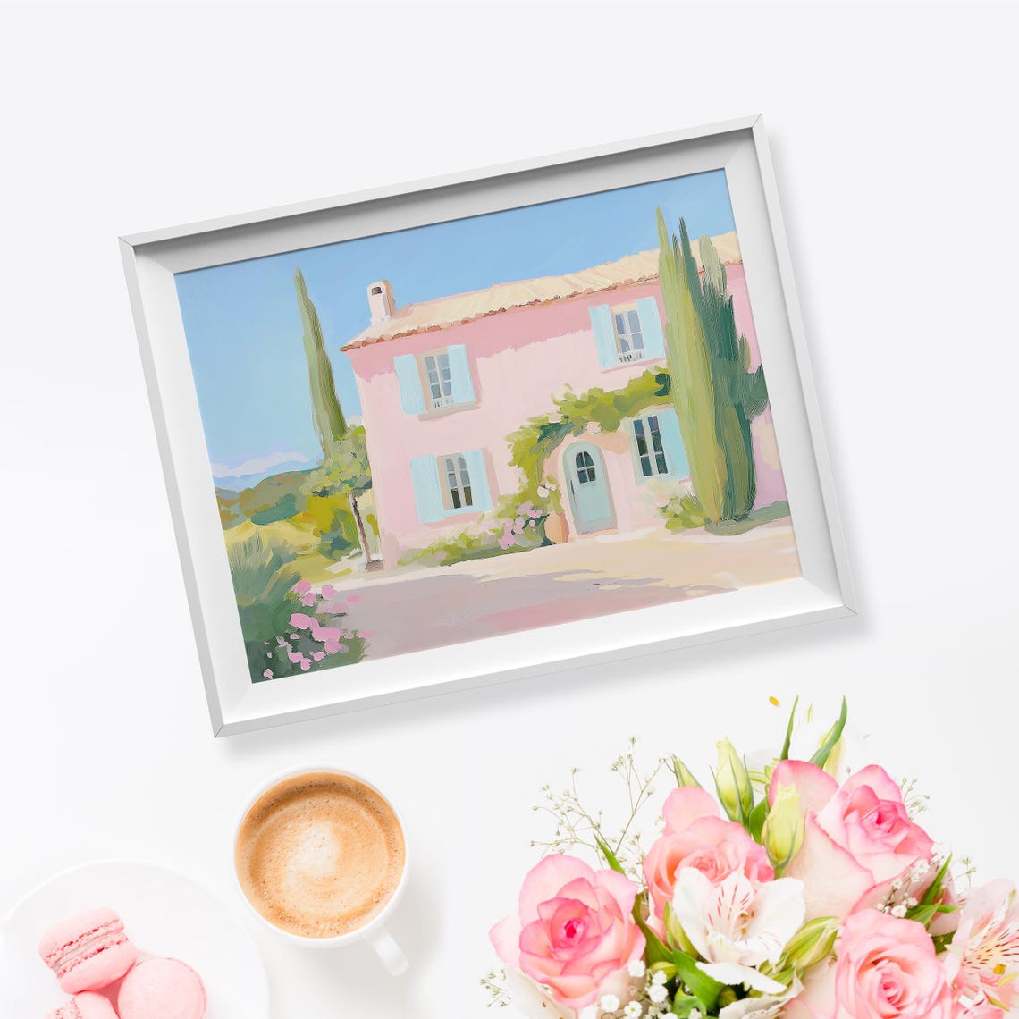 Charming French Country Home Landscape Art Idyllic Country View Quaint Village Scene French Countryside Painting French Cottage Art - Image 5