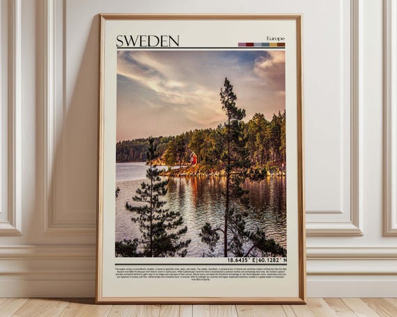 Sweden Travel Poster, Europe Wall Art Print