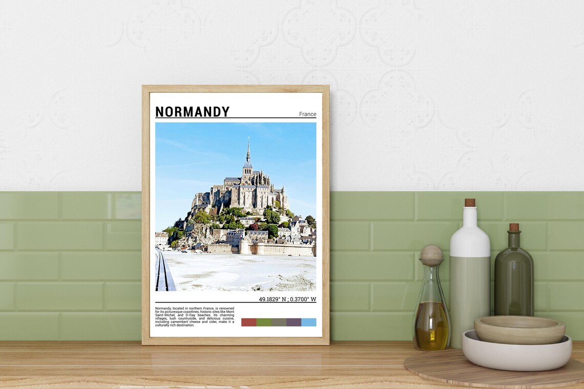 Normandy France Mont Saint Michel Tide Flats Historic Island Poster - Image 3