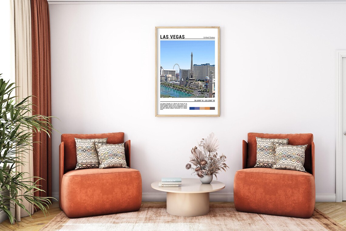 Las Vegas Nevada Strip Eiffel Tower Bellagio Fountains Travel Poster - Image 7