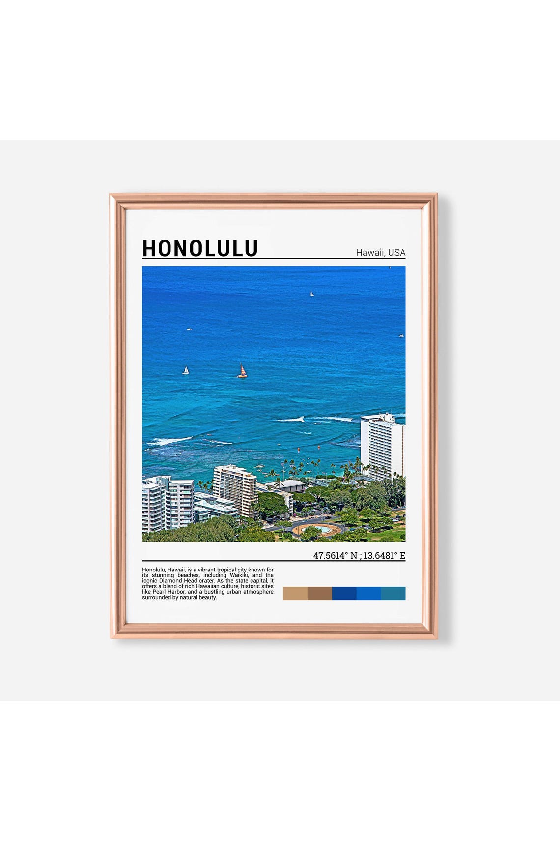 Honolulu Hawaii Waikiki Beach Aerial Turquoise Ocean View Poster