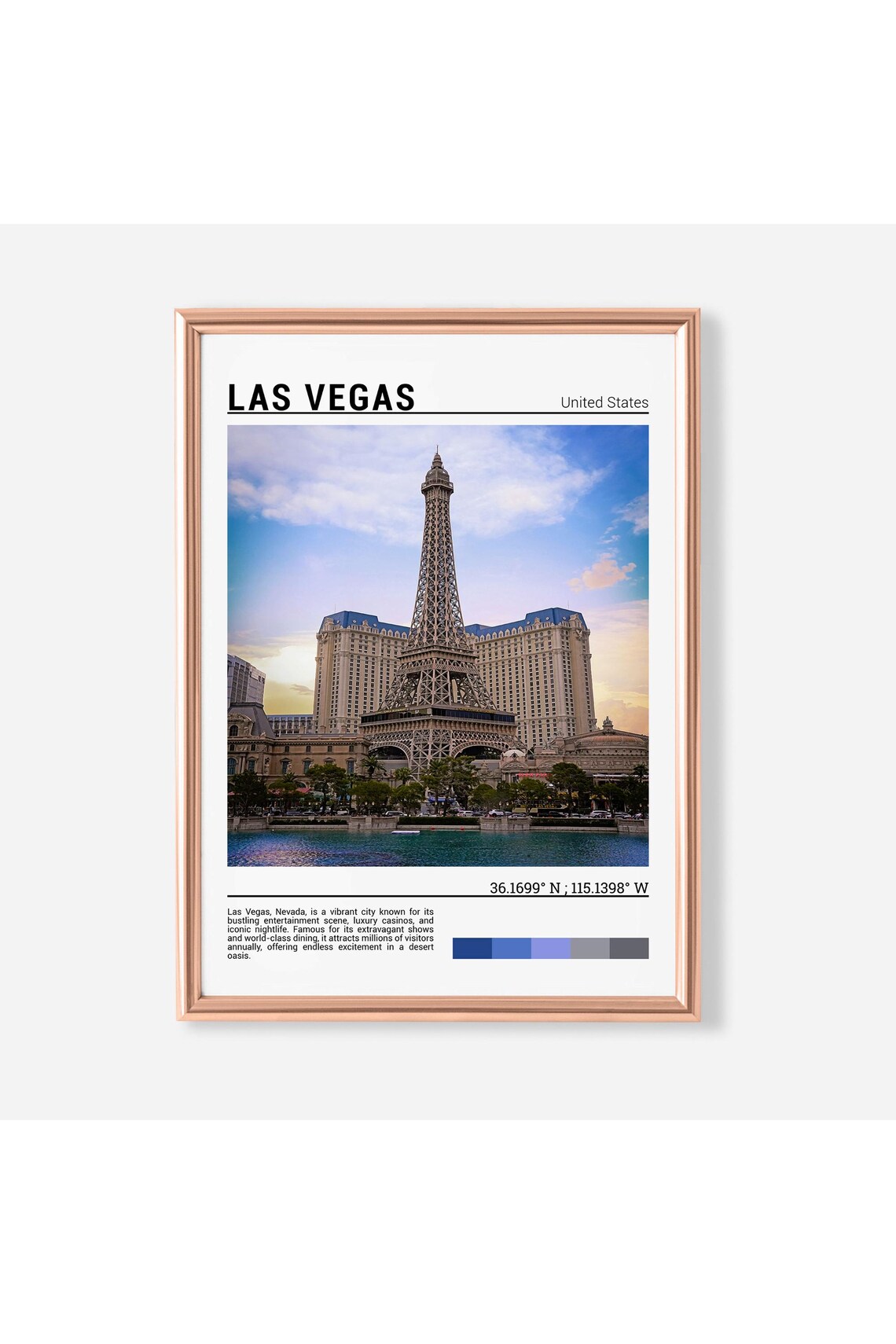 Las Vegas Nevada Paris Eiffel Tower Sunset Strip Resort Travel Poster