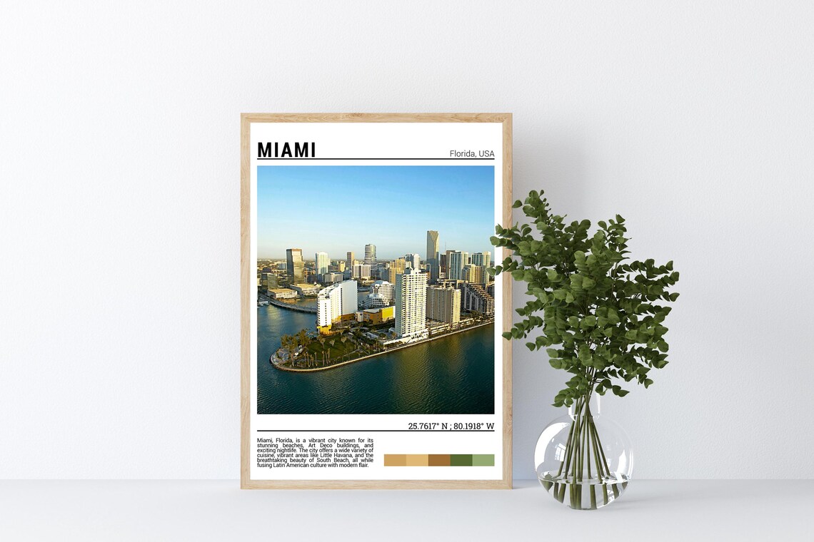 Miami Florida Downtown Skyline Bay Waterfront Aerial Photo Poster - Image 4